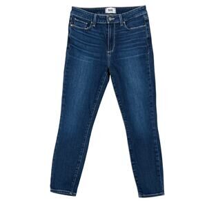 Paige Jeans Hoxton Crop Slim Mid Rise Womens 29x25 Ripple‎ Blue Dark Wash